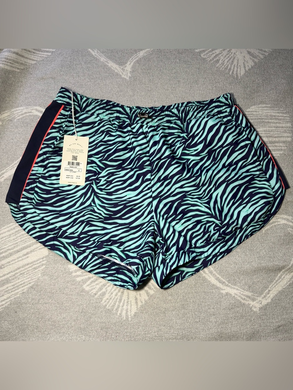 Women’s Maaji Aqua Zebra-Print Athletic Shorts